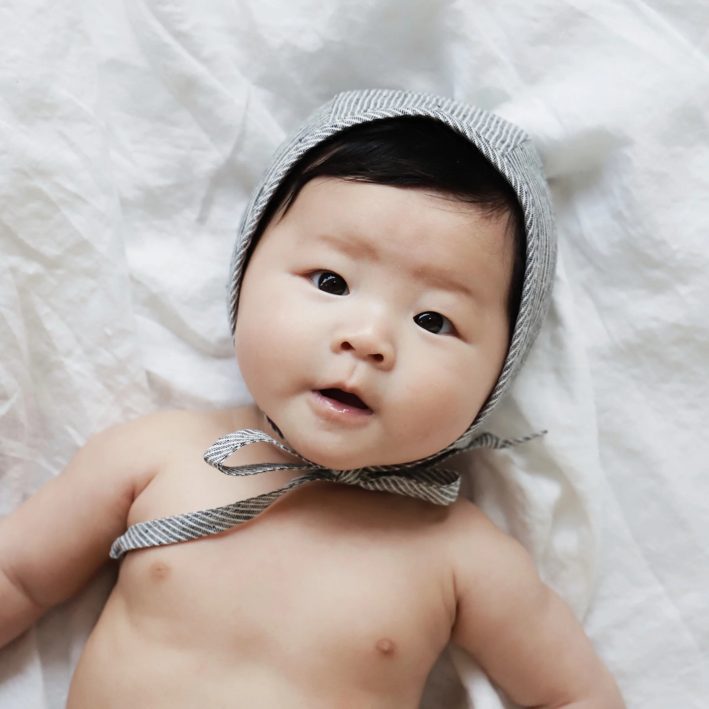 Natural Stripe Bonnet Cotton-Lined - Image 3