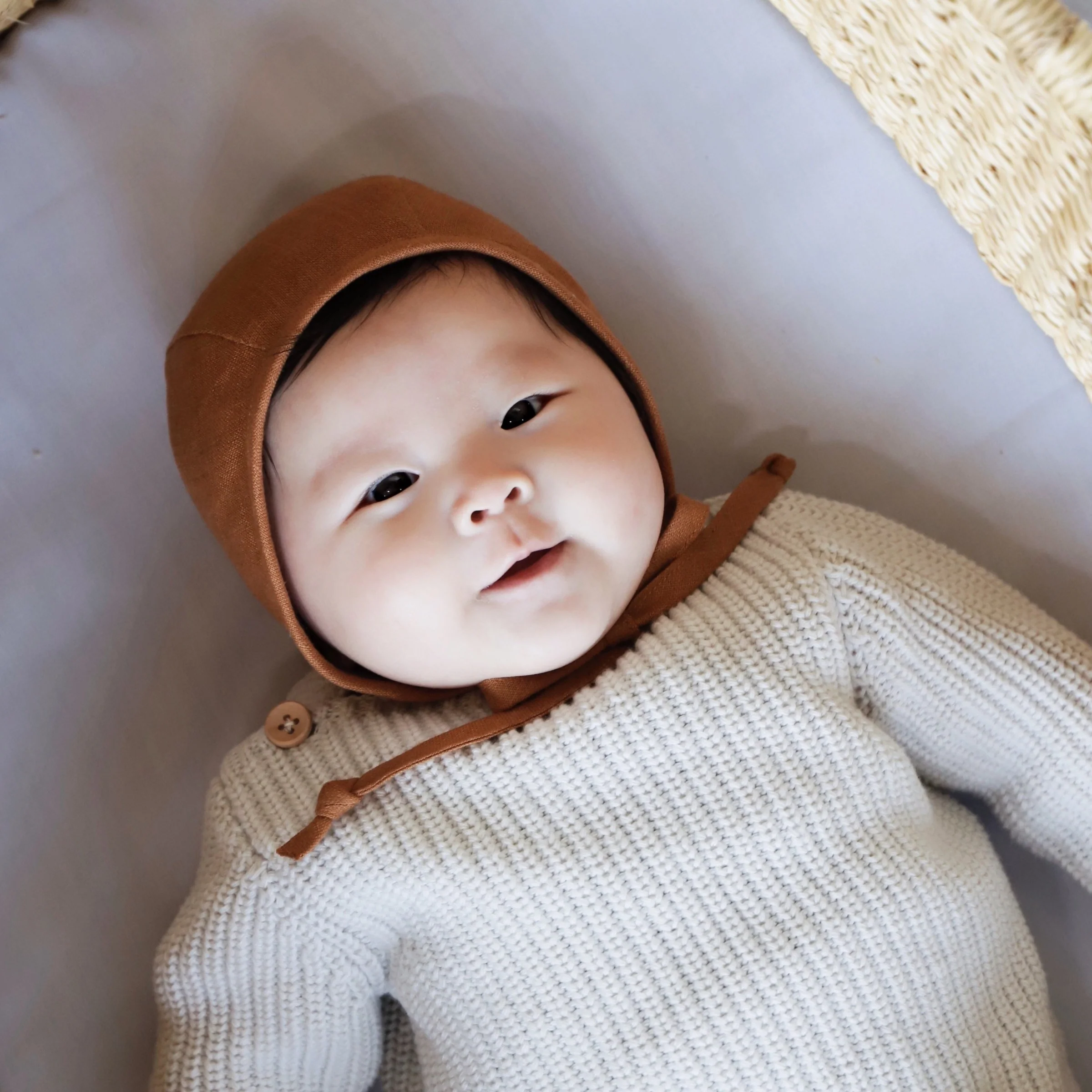 Rust Linen Bonnet Cotton-Lined - Image 3