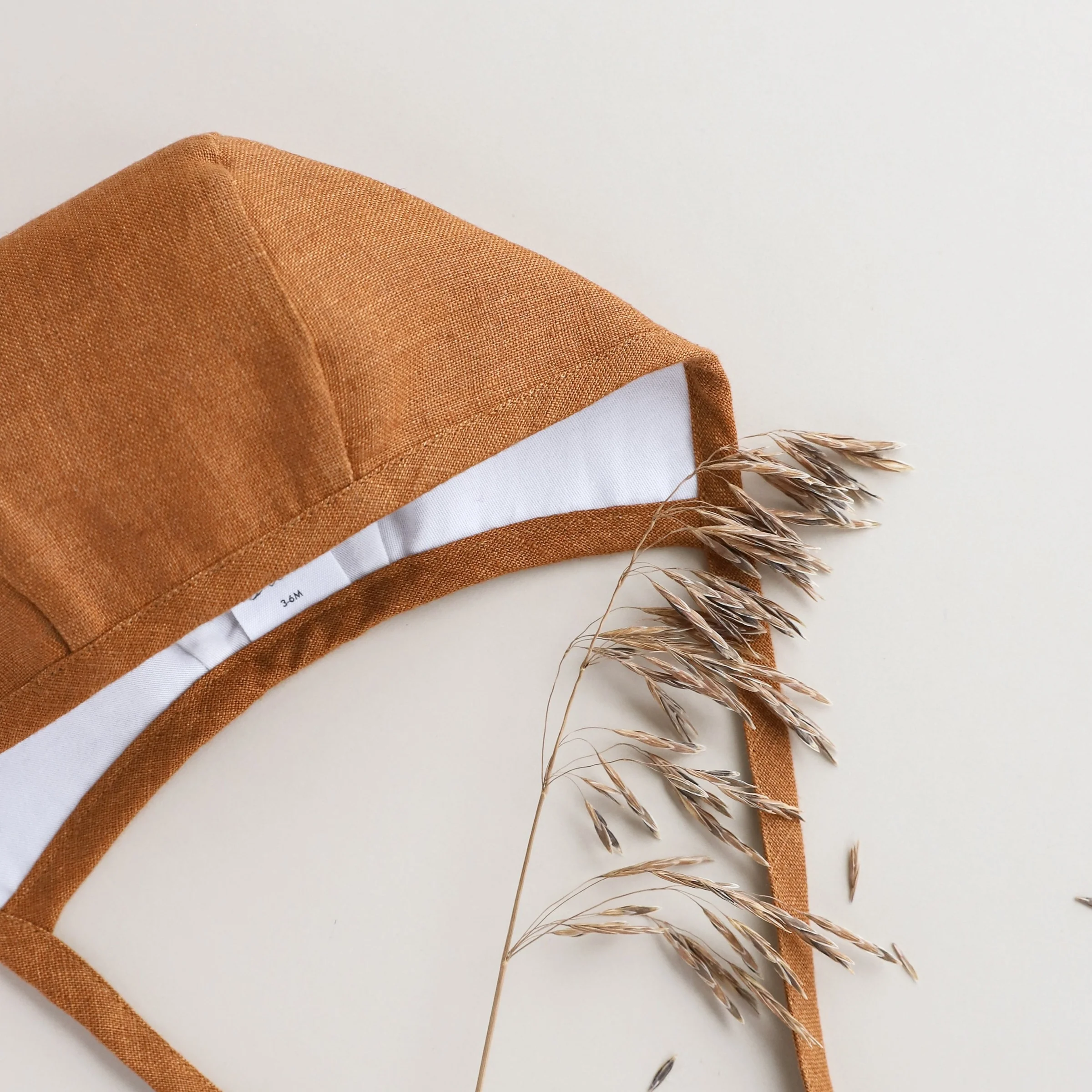 Rust Linen Bonnet Cotton-Lined - Image 4