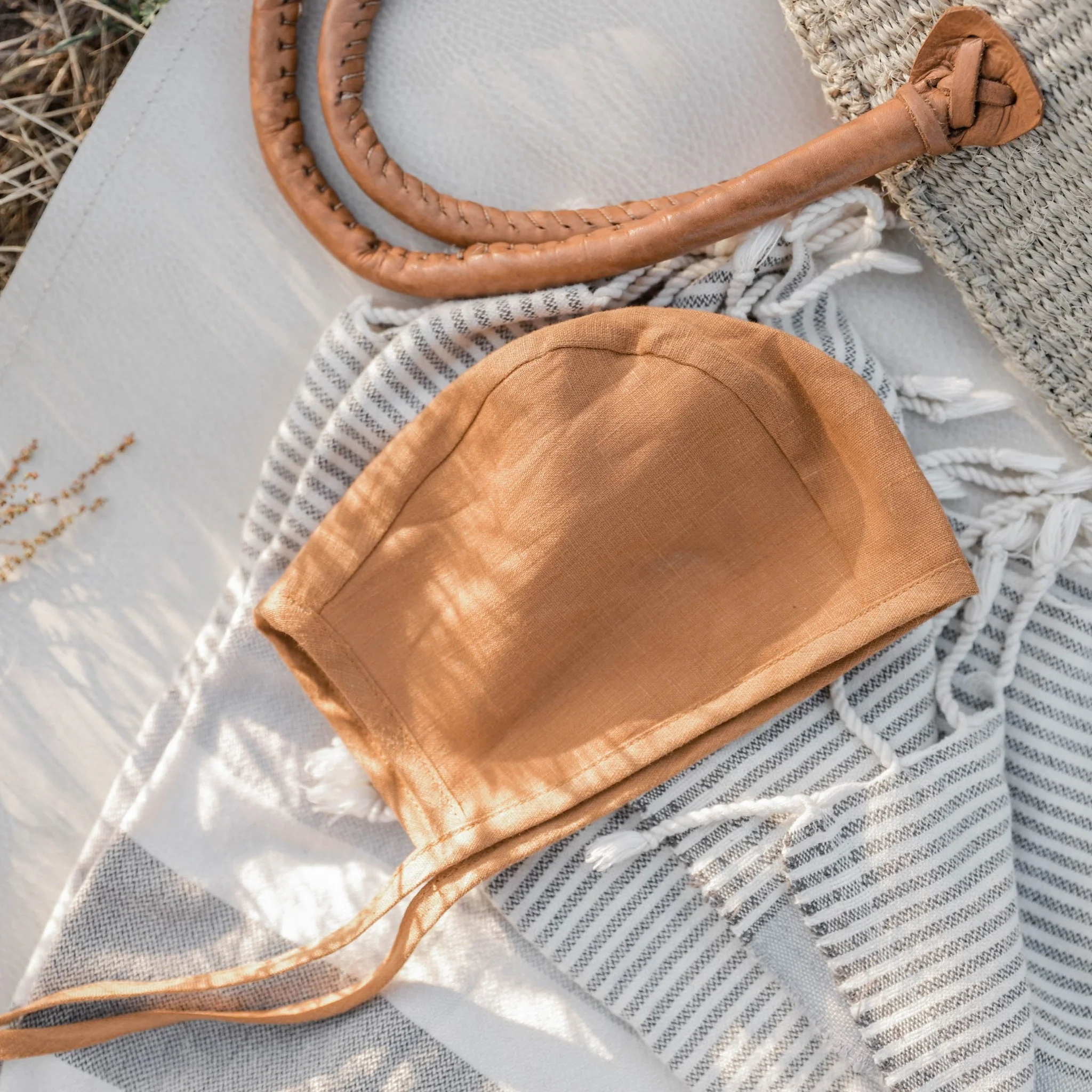 Summer Rust Linen Bonnet Cotton-Lined - Image 4
